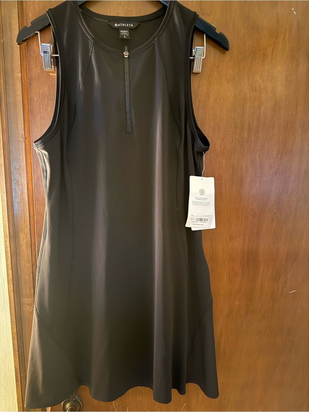 Athleta Black Ace Tennis Dress Sleeveless Partial Zip-Front NWT